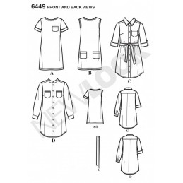 New Look Misses' Easy Shirt Dress and Knit Dress Sewing Pattern 6449