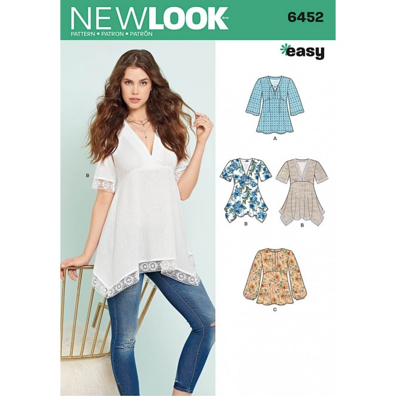 New Look Misses' Tops with Bodice and Hemline Variations Sewing Pattern 6452