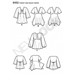 New Look Misses' Tops with Bodice and Hemline Variations Sewing Pattern 6452