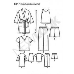New Look Child Robe, Pajama Pants or Shorts and Knit Tops Sewing Pattern 6847