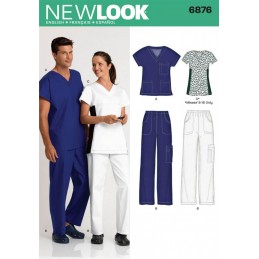 New Look Miss/Men Scrubs Tops And Trousers Sewing Pattern 6876