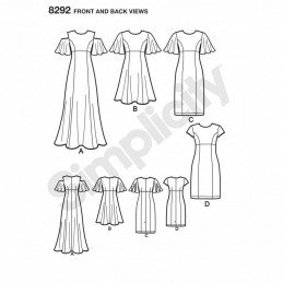 Misses' Angel Sleeve Pencil or Flare Dresses Simplicity Sewing Pattern 8292