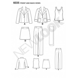 New Look Misses' Separates Top, Skirt, Pants and Jacket Sewing Pattern 6035