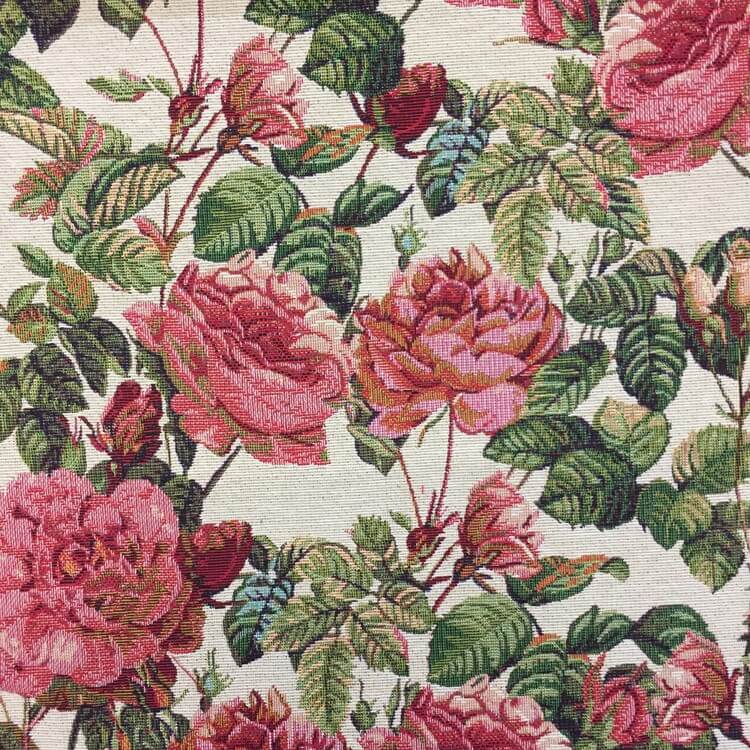 New World Full Blooming Rose Bush Floral 80% Cotton 20% Polyester Fabric 140cm