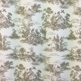 Beige Toile Victorian Days Cotton Linen Look Upholstery Panama Fabric