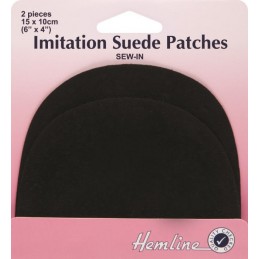 Hemline Sew-in Imitation Suede Patches Black, Brown, Navy 15 x 10cm