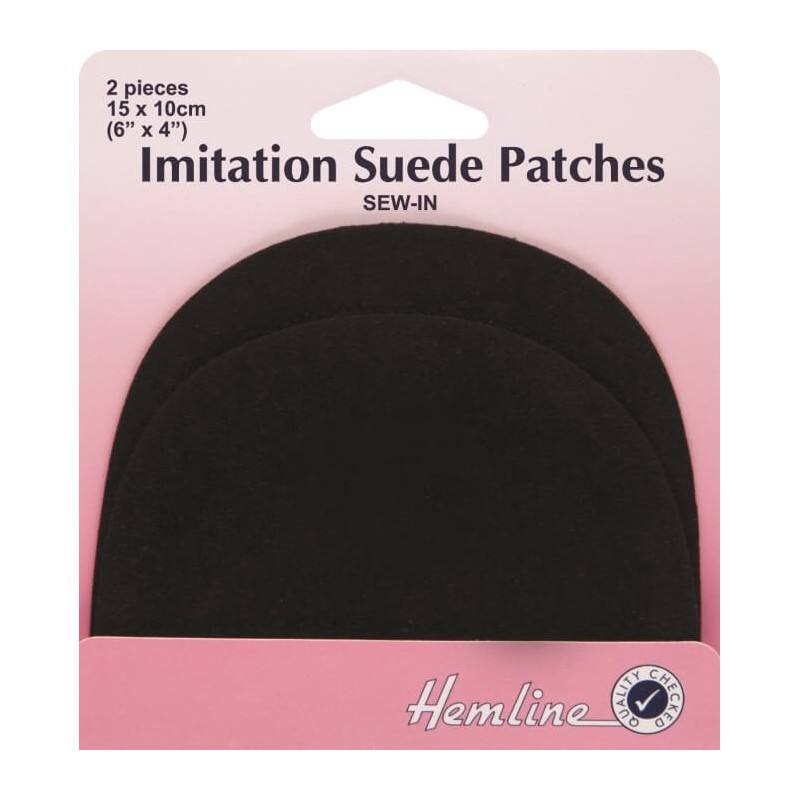 Hemline Sew-in Imitation Suede Patches Black, Brown, Navy 15 x 10cm