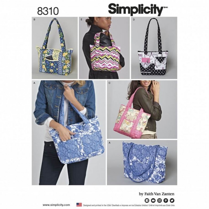 Quilted Bags in Three Sizes Accessories Simplicity Sewing Pattern 8310