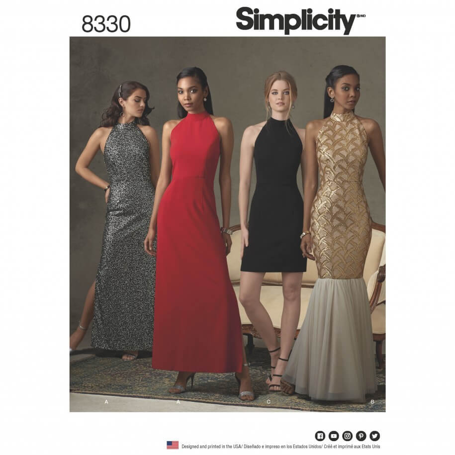 Misses Dress with Skirt and Back Variations Simplicity Sewing Pattern 8330