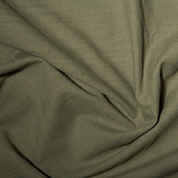 Khaki 100% Cotton Linen Look Fabric Washed 