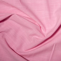 Pink 100% Cotton Linen Look Fabric Washed 