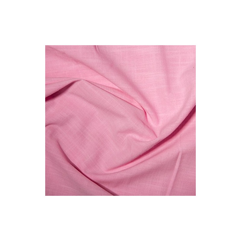 Pink 100% Cotton Linen Look Fabric Washed 