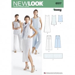 New Look Misses' Dress, Tunic, Top, Trousers, and Scarf Sewing Pattern 6517