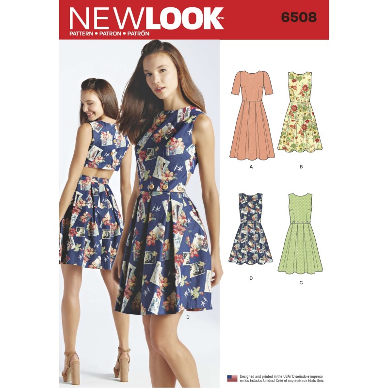 New Look Women's Dress with Open or Closed Back Variations Sewing Pattern 6508