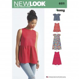 New Look Women's Tops With Length and Sleeve Variations Sewing Pattern 6511