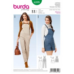 Burda Young Bibbed Trousers Overalls Dress Sewing Pattern 6599