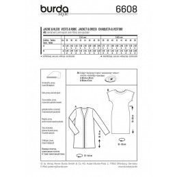 Burda Style Open Jacket & Narrow Dress Sewing Pattern 6608
