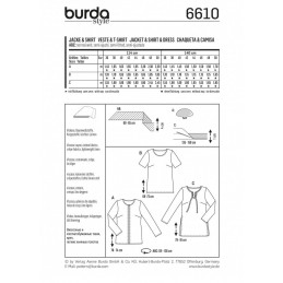 Burda Style Jacket & Shirt Top Blouse Dress Sewing Pattern 6610