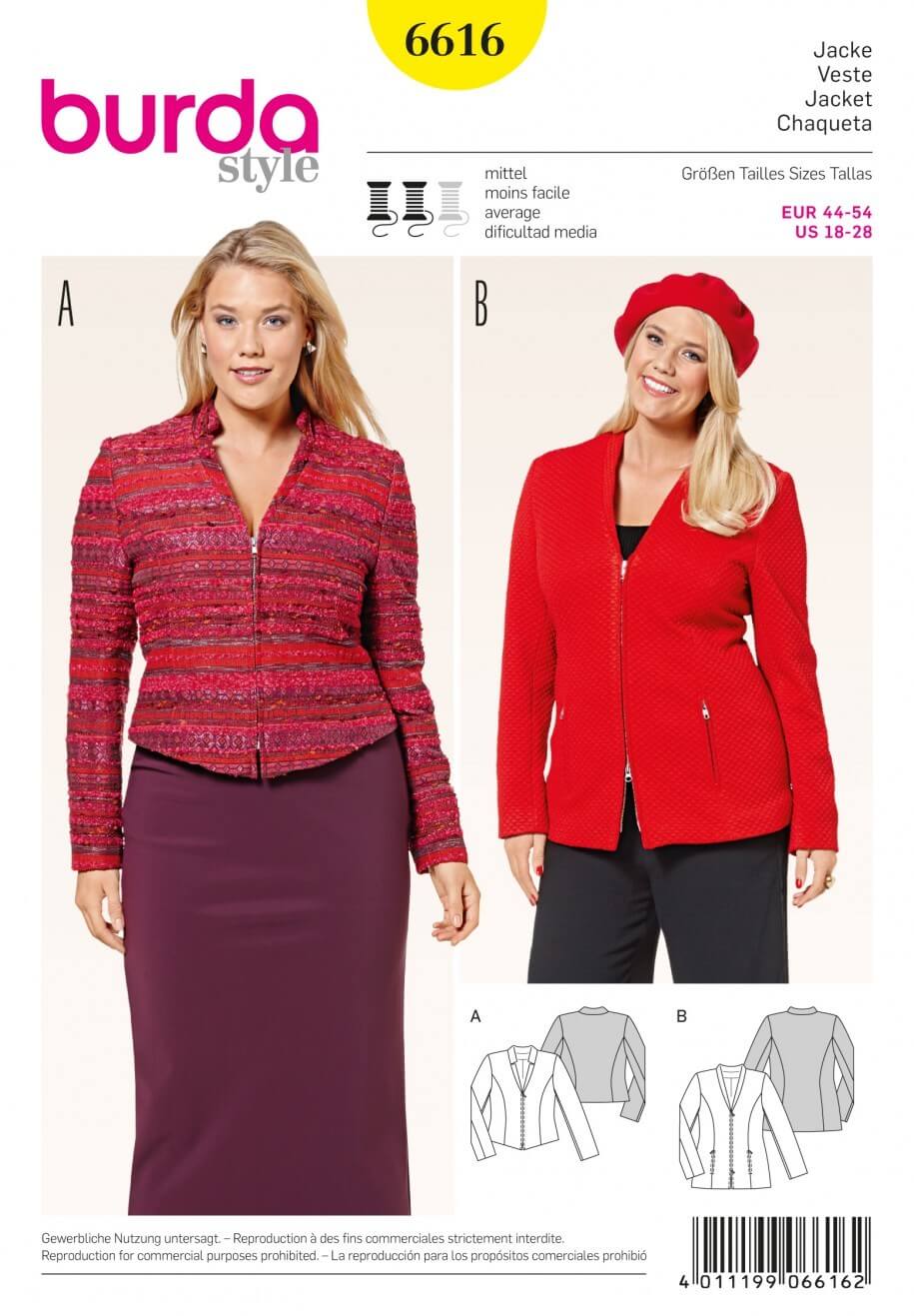 Burda Style Casual Jacket Zipped Dress Sewing Pattern 6616