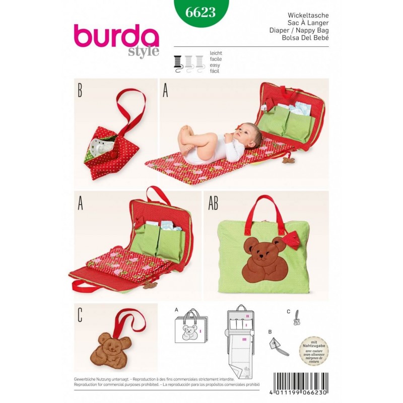 Burda Style Babies Nappy Diaper Bag Dress Sewing Pattern 6623