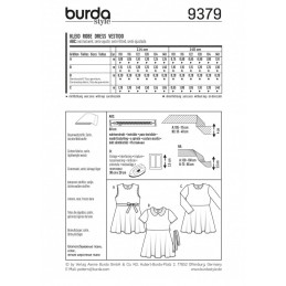 Burda Kids Bell Shaped Skirt Checked Girls Dress Sewing Pattern 9379