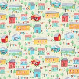 Holiday Cabins Summer Houses Prairie Homes 100% Cotton Patchwork Fabric