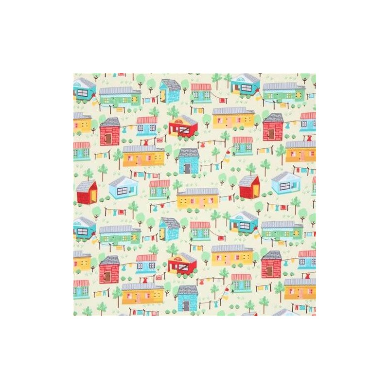 Holiday Cabins Summer Houses Prairie Homes 100% Cotton Patchwork Fabric