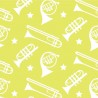 100% Cotton Fabric (Fabric Freedom) The Sound Of Music Big Brass Band Instrument