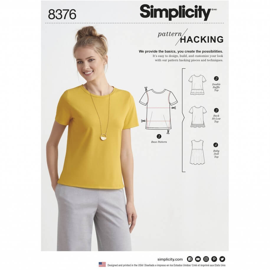 Misses' Knit Top T-Shirt Design Hack Collection Simplicity Sewing Pattern 8376