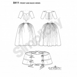 Misses 18th Century French Gown Costume Simplicity Sewing Pattern 8411