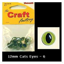 The Craft Factory Cat Eyes Pack Of 6 12mm