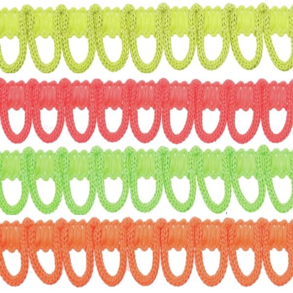 2, 5, 10 or 25 Rouleau Loop Neon Fringe 14mm Upholstery Fringing