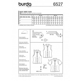 Burda Style Misses Stand Collar Summer Blouse Top Sewing Pattern 6527
