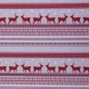 Christmas Reindeer Doe & Hearts In Rows 100% Cotton Linen Look Upholstery Fabric