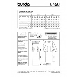 Burda Women's Side Panel Sheath Pencil Dress Smart Sewing Pattern 6450