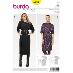 Burda Women's Batwing Sleeve Dresses Smart Casual Sewing Pattern 6451