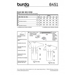 Burda Women's Batwing Sleeve Dresses Smart Casual Sewing Pattern 6451