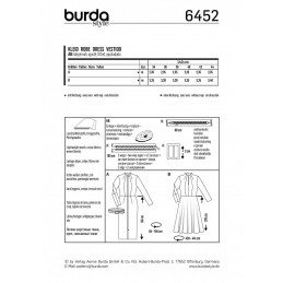 Burda Women's High Collar Pencil or Flare Dresses Sewing Pattern 6452