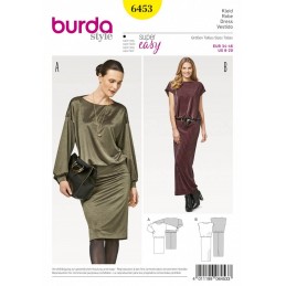 Burda Women's Slouchy Comfortable Casual Dresses Sewing Pattern 6453
