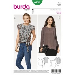 Burda Women's Mock Wrap Shirts Blouses Various Styles Sewing Pattern 6459