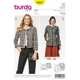Burda Style Women's Collarless Jacket Coat Sewing Pattern 6465