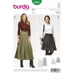 Burda Style Women's Pleated Skirt with Waistband Dress Sewing Pattern 6466