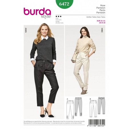Burda Style Women's Smart Casual Pleated Trousers Dress Sewing Patt...