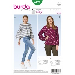 Burda Style Women's Long Sleeve Loose Fit Top Dress Sewing Pattern 6477