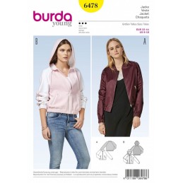 Burda Style Women's Bomber Jacket With Optional Hood Sewing Pattern 6478
