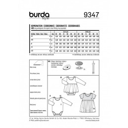 Burda Kids Baby Bodysuit With Optional Pleated Skirt Sewing Pattern 9347