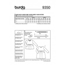 Burda Kids Girl's Tunics and Dresses with Gathered Waist Sewing Pattern 9350