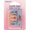 Hemline Invisible Zipper Foot Roller Set Sewing Machine Short, Long, Slant