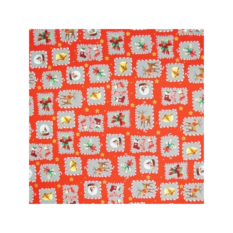 Framed Snow Globes Mistletoe Christmas Xmas 100% Cotton Fabric 140cm Wide