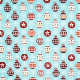 Bobbing Baubles Decoration Christmas Xmas 100% Cotton Fabric 140cm Wide